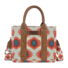 WG221-8120  Wrangler Aztec Distressed Print Dual Sided Print -Tote/Crossbody -Red