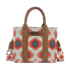 WG221-8120  Wrangler Aztec Distressed Print Dual Sided Print -Tote/Crossbody -Red