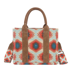 WG221-8120  Wrangler Aztec Distressed Print Dual Sided Print -Tote/Crossbody -Red