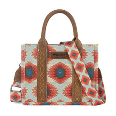 WG221-8120  Wrangler Aztec Distressed Print Dual Sided Print -Tote/Crossbody -Red