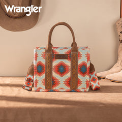 WG221-8120  Wrangler Aztec Distressed Print Dual Sided Print -Tote/Crossbody -Red