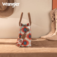 WG221-8120  Wrangler Aztec Distressed Print Dual Sided Print -Tote/Crossbody -Red