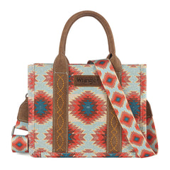 WG221-8120  Wrangler Aztec Distressed Print Dual Sided Print -Tote/Crossbody -Red
