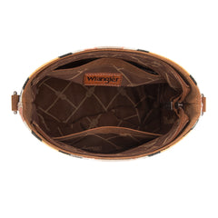 WG221-8360  Wrangler Aztec Distressed Print Dual Sided Print Crossbody-Beige