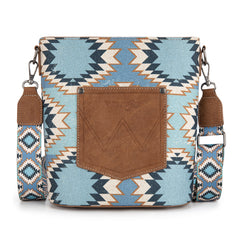 WG221-8360  Wrangler Aztec Distressed Print Dual Sided Print Crossbody-Jean