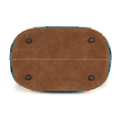 WG221-8360  Wrangler Aztec Distressed Print Dual Sided Print Crossbody-Turquoise