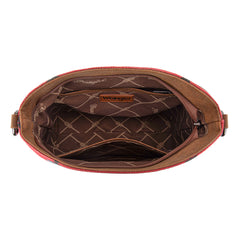 WG221-918  Wrangler Aztec Distressed Print Dual Sided Print Hobo Bag/Crossbody-Burgundy