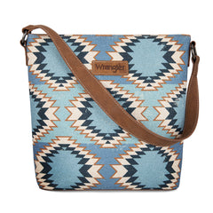 WG221-918  Wrangler Aztec Distressed Print Dual Sided Print Hobo Bag/Crossbody-Jean