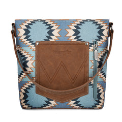 WG221-918  Wrangler Aztec Distressed Print Dual Sided Print Hobo Bag/Crossbody-Jean
