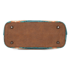 WG221-918  Wrangler Aztec Distressed Print Dual Sided Print Hobo Bag/Crossbody-Turquoise