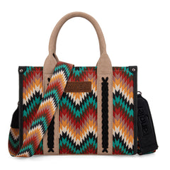 WG2211-8120S  Wrangler Southwestern Pattern Dual Sided Print -Tote/Crossbody - BLACK