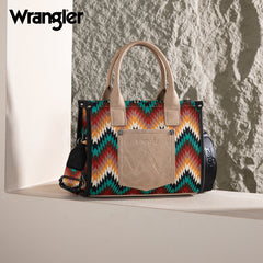 WG2211-8120S  Wrangler Southwestern Pattern Dual Sided Print -Tote/Crossbody - BLACK