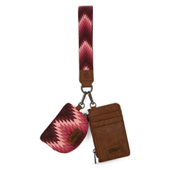 WG2211-W0051  Wrangler Southwestern Art Print Dual Pouch Wristlet -Dark Pink