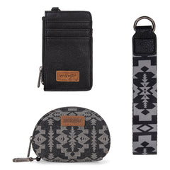 WG2212-W0051  Wrangler Southwestern Art Print Dual Pouch Wristlet -Black