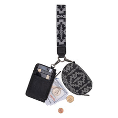 WG2212-W0051  Wrangler Southwestern Art Print Dual Pouch Wristlet -Black