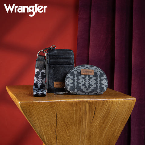 WG2212-W0051  Wrangler Southwestern Art Print Dual Pouch Wristlet -Black
