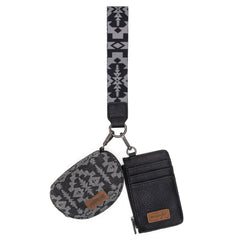 WG2212-W0051  Wrangler Southwestern Art Print Dual Pouch Wristlet -Black
