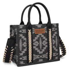 WG2212-8120  Wrangler Southwestern  Print Small Canvas Tote/Crossbody -  Black