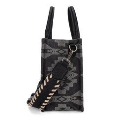 WG2212-8120  Wrangler Southwestern  Print Small Canvas Tote/Crossbody -  Black