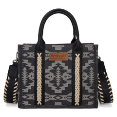 WG2212-8120  Wrangler Southwestern  Print Small Canvas Tote/Crossbody -  Black