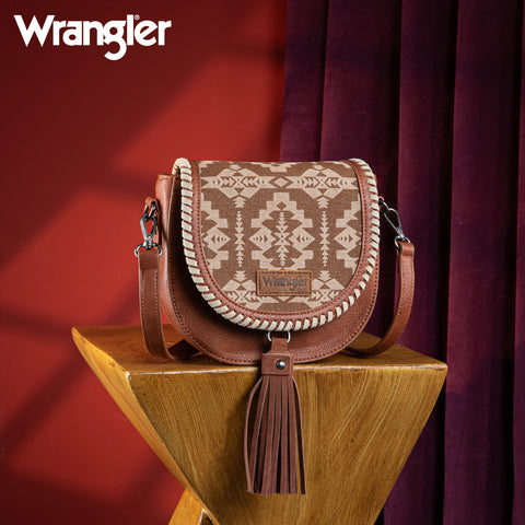 WG2212-8136  Wrangler Southwestern  Print Saddle Bag -  Brown