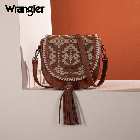 WG2212-8136  Wrangler Southwestern  Print Saddle Bag -  Brown