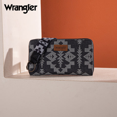 WG2212-W006  Wrangler Southwestern Art Print Wallet  -Black