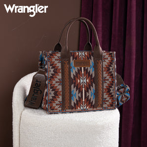 WG2213-8120S Wrangler Southwestern Pattern Dual Sided Print-Tote/Crossbody - Coffee