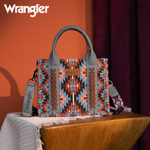 WG2213-8866S Wrangler Southwestern Pattern Dual Sided Print Mini Tote/Crossbody - NAVY