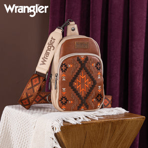 WG2214-210 Wrangler Southwestern Embroidered Sling Bag - Brown