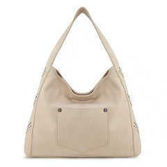 WG244-9182  Wrangler Fringe Studded Hobo Bag- Beige