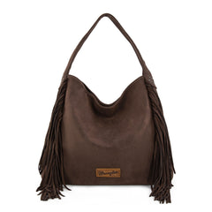 WG244-9182  Wrangler Fringe Studded Hobo Bag- Coffee