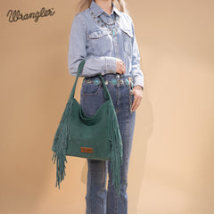 WG244-9182  Wrangler Fringe Studded Hobo Bag- Turquoise
