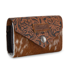 WG224-W070  Wrangler Genuine Hair-On Cowhide Floral Tooled  Wallet - Brown
