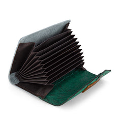 WG224-W070 Wrangler Genuine Hair-On Cowhide Floral Tooled Card Holder - Turquoise
