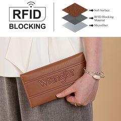 WG224-W071  Wrangler Long Wallet with Detachable Zipper Pocket