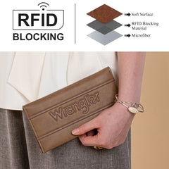 WG224-W071  Wrangler Long Wallet with Detachable Zipper Pocket