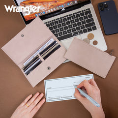 WG224-W071  Wrangler Long Wallet with Detachable Zipper Pocket