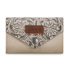 WG224-W072  Wrangler Floral Tooled Card Holder - Beige