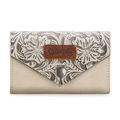 WG224-W072  Wrangler Floral Tooled Card Holder - Beige