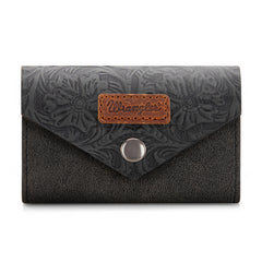 WG224-W072  Wrangler Floral Tooled Card Holder - Black