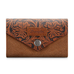 WG224-W072  Wrangler Floral Tooled Card Holder - Brown