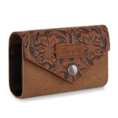 WG224-W072  Wrangler Floral Tooled Card Holder - Brown