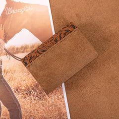 WG224-W072  Wrangler Floral Tooled Card Holder - Brown