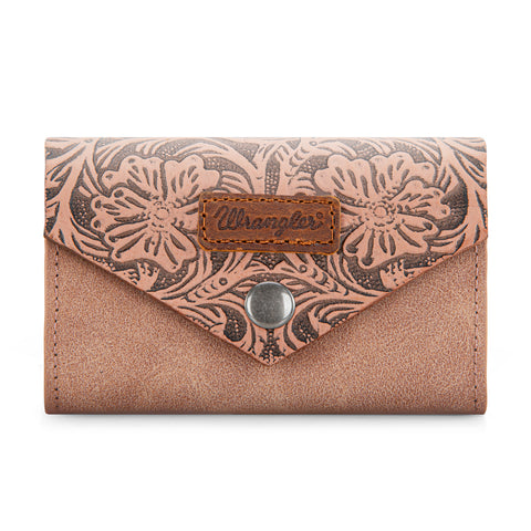 WG224-W072  Wrangler Floral Tooled Card Holder -Dark Pink