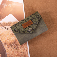 WG224-W072  Wrangler Floral Tooled Card Holder -Green