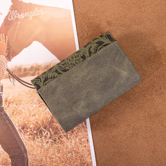 WG224-W072  Wrangler Floral Tooled Card Holder -Green