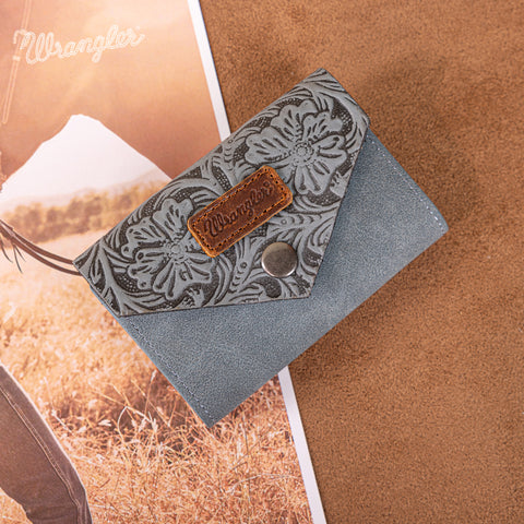 WG224-W072  Wrangler Floral Tooled Card Holder -Jean