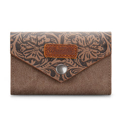 WG224-W072  Wrangler Floral Tooled Card Holder -Khaki