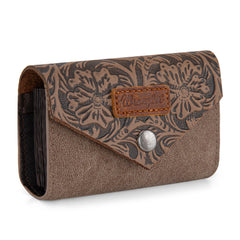 WG224-W072  Wrangler Floral Tooled Card Holder -Khaki